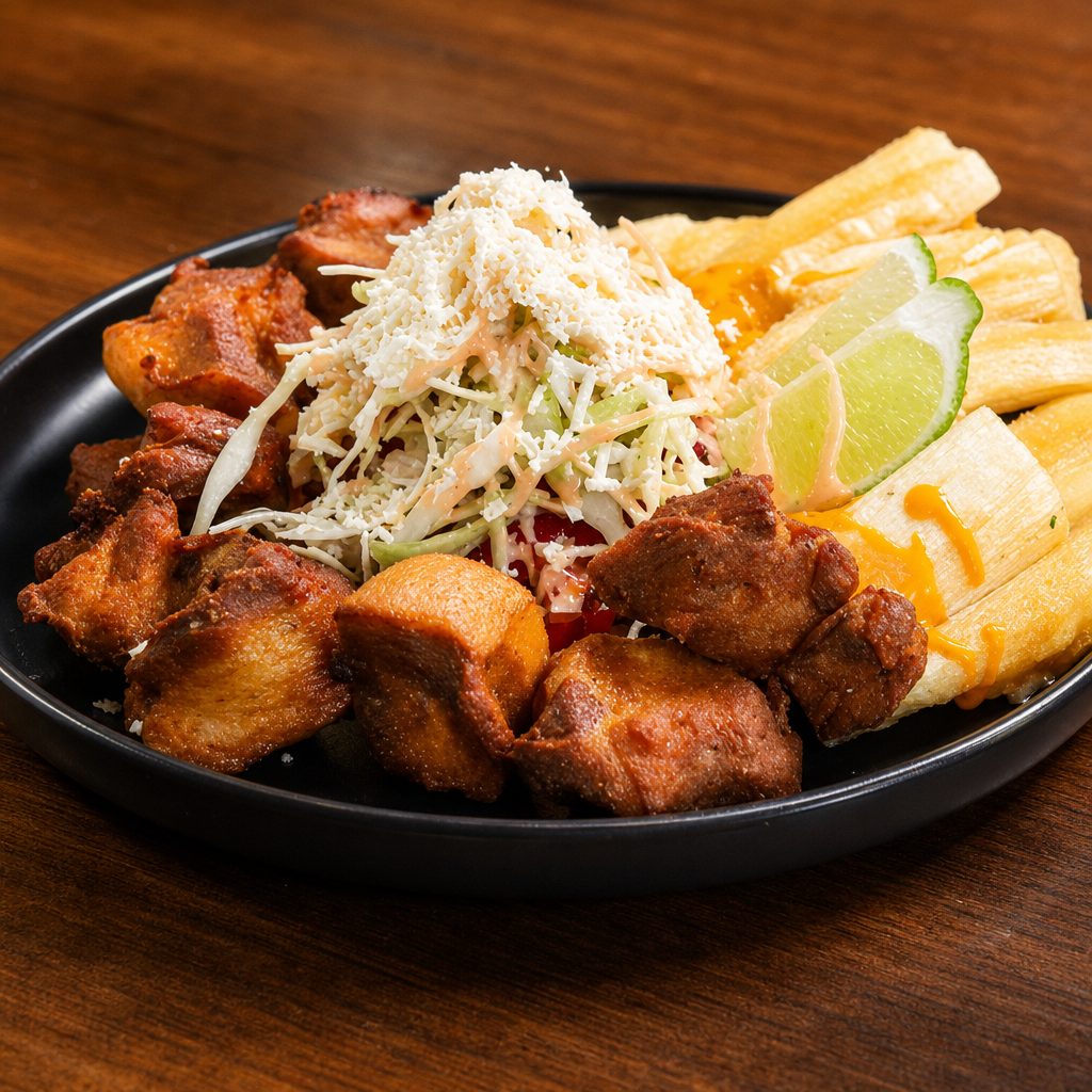 Yuca Con Chicharrón.