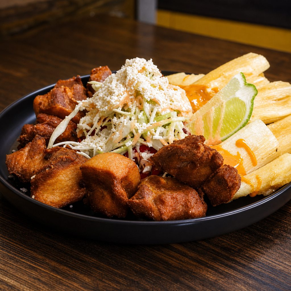 Yuca Con Chicharrón.